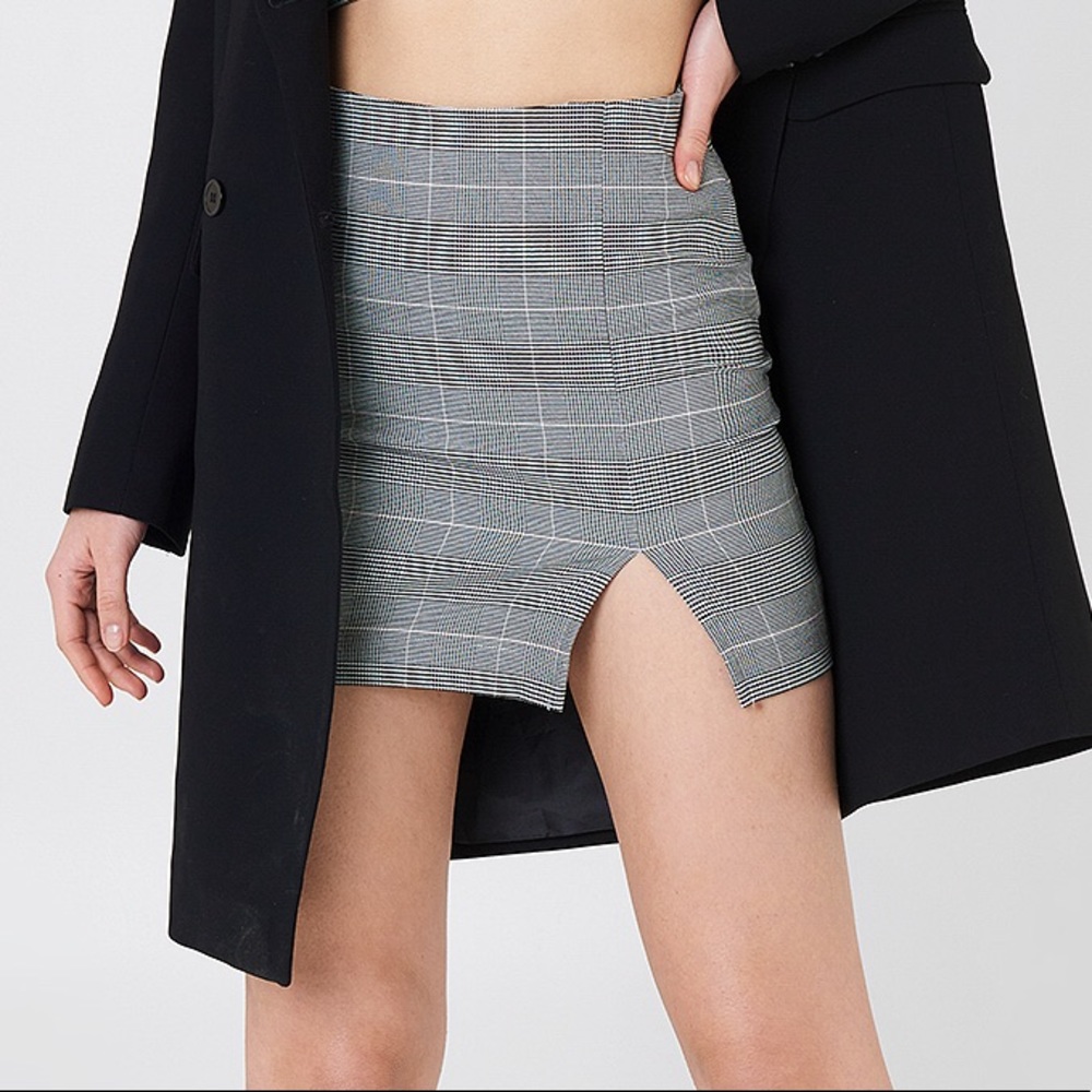 Vintage Split Hem Gingham Mini Skirt